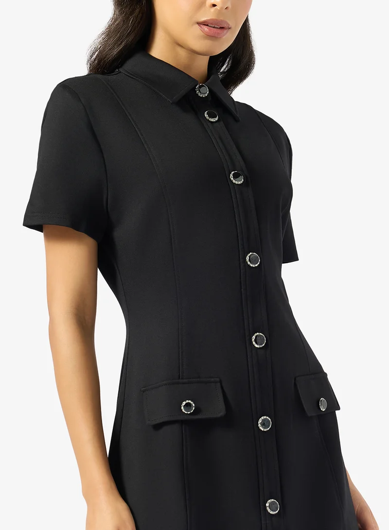 GUESS  Olga Chemisier Buttoned Mini Dress for Women | Best Price UAE